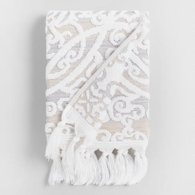 Taupe Medallion Scarlett Sculpted Hand Towel | World Market