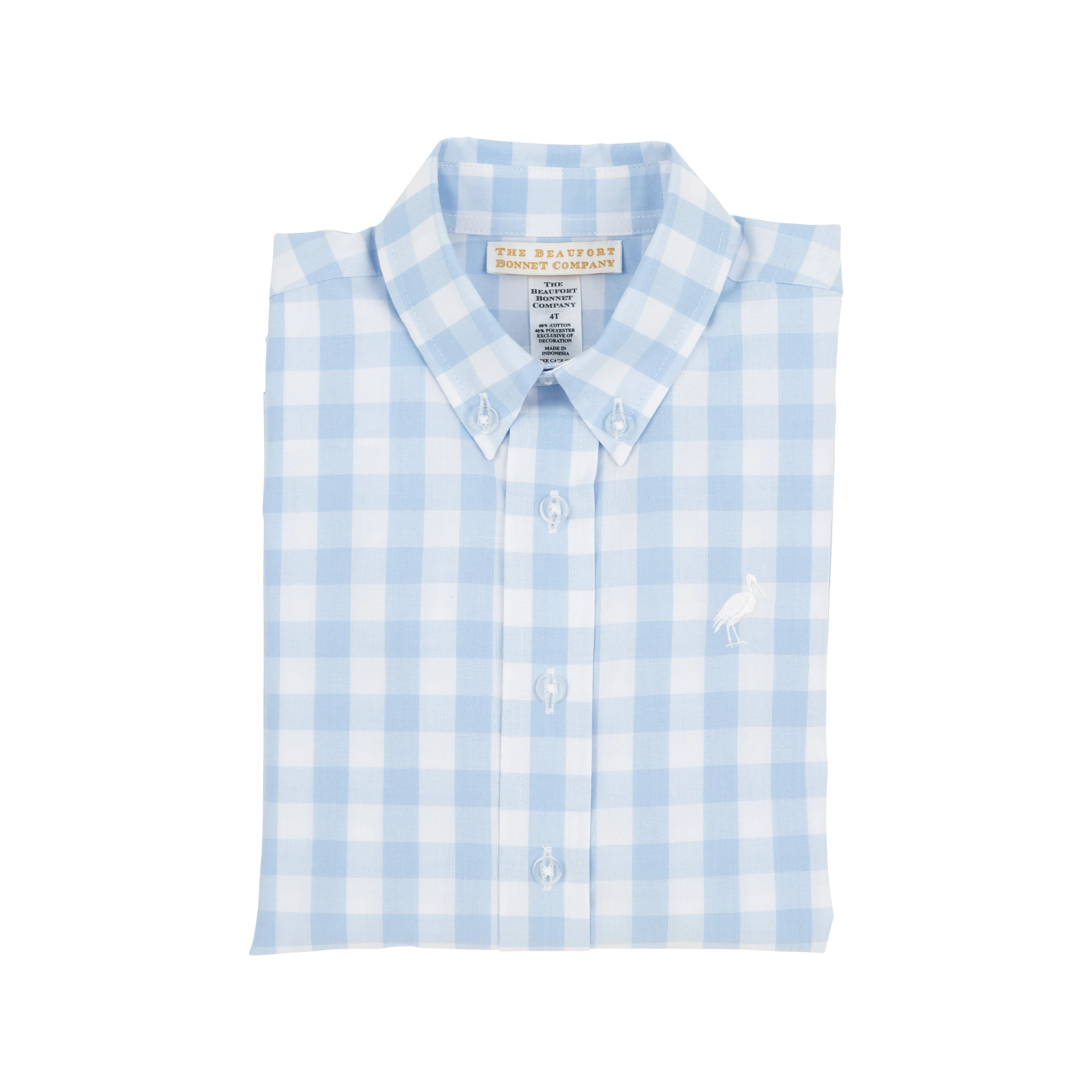 Dean's List Dress Shirt - Beale Street Blue Check with Worth Avenue White Stork | The Beaufort Bonnet Company