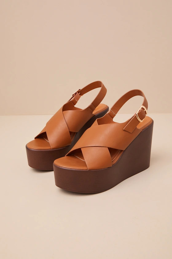 Steena Tan Platform Wedge Sandals | Lulus