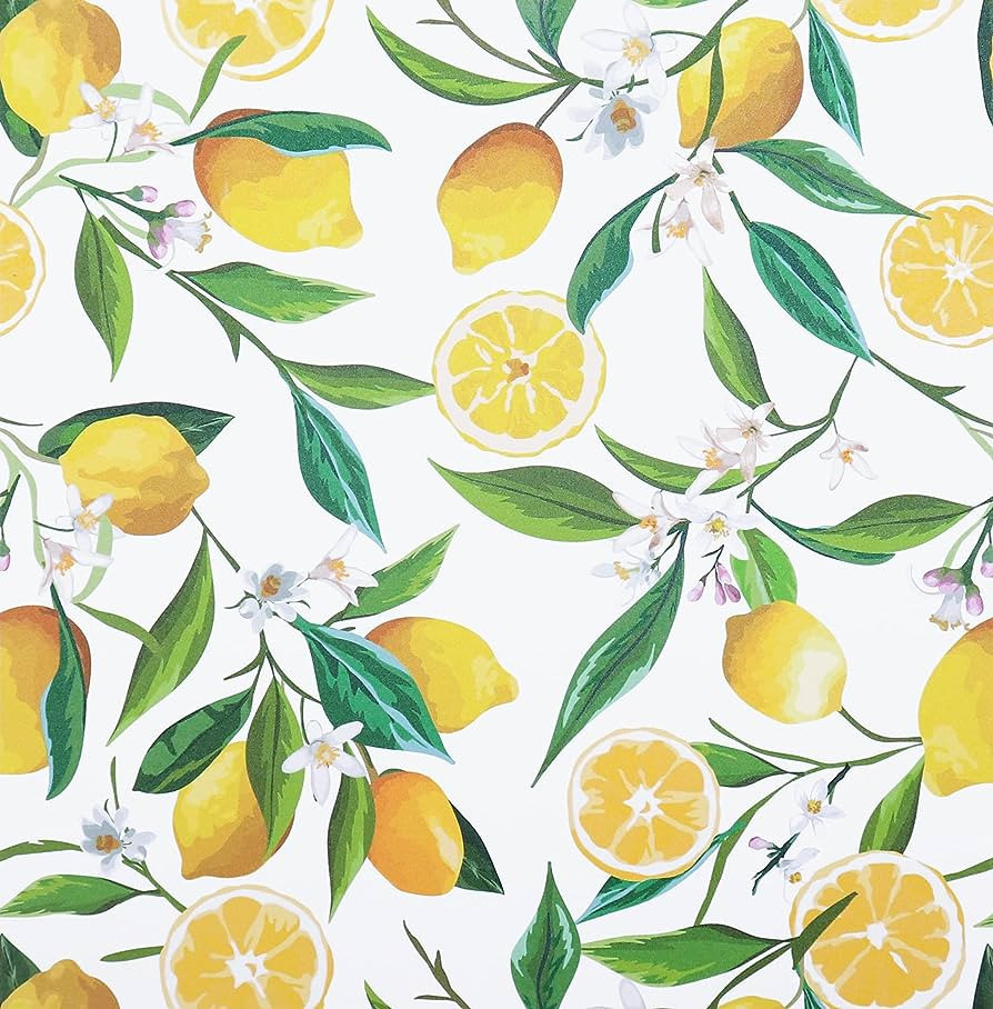 VEELIKE Lemon Peel and Stick Wallpaper Floral 17.7''x118'' Removable Self Adhesive Decorative Fre... | Amazon (US)