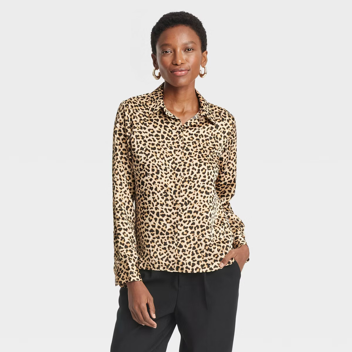 Women's Long Sleeve Satin Button-Down Shirt - A New Day™ | Target