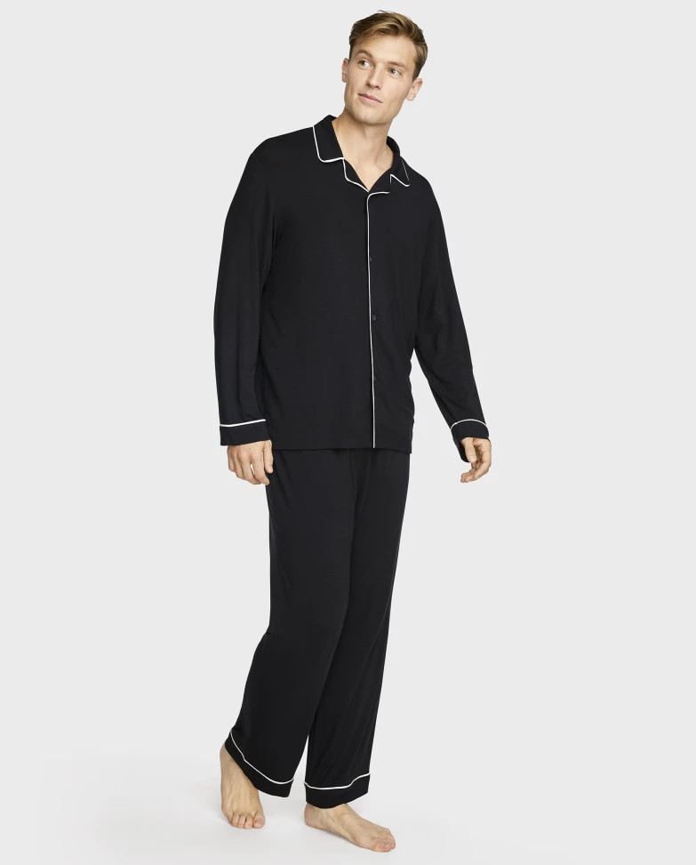 Mens Long Sleeve Modal Pajama Set | PJ Place  - BLACK | PJ Place