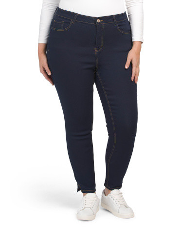 Plus High Rise Skinny Jeans With Side Slit Hem | TJ Maxx