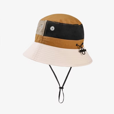 Anna-Kaci Outdoor Patchwork Bucket Hat Adjustable Chin Strap Breathable Wide Brim for Hiking Camping Travel - Beige | Target