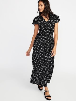 Waist-Defined Ruffle-Sleeve Maxi for Women | Old Navy US