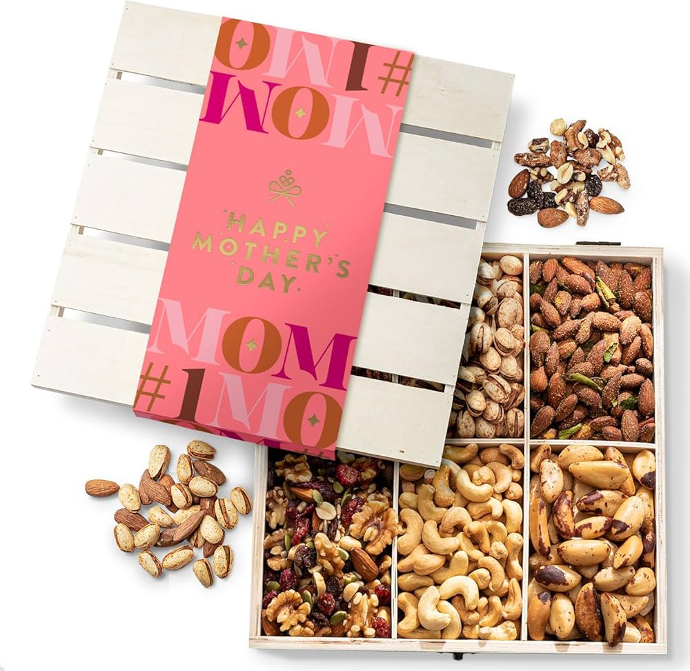 Mothers Day Gift Basket for Women | Nut Gift Box for Women in Reusable Wooden Crate| Healthy Prim... | Amazon (US)