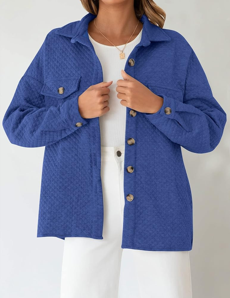 ZESICA Women's Casual Long Sleeve Button Down Loose Lightweight Shacket Shirt Jacket Coat Outerwe... | Amazon (US)