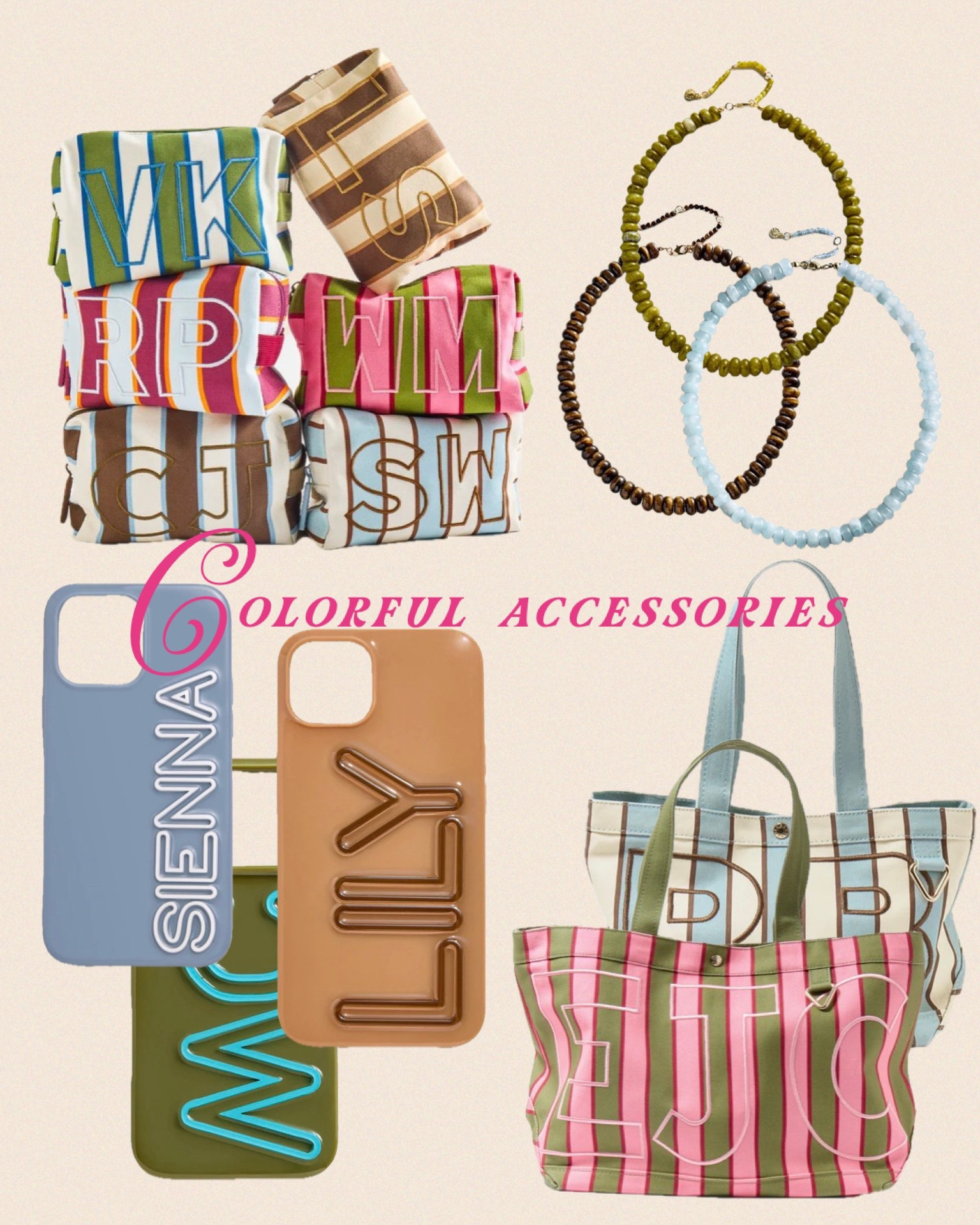 Colorful accessories… love the bold stripes, you can customize and monogram. Great gifts! 
#totes #monogram #giftideas

#LTKSaleAlert #LTKTravel #LTKOver40