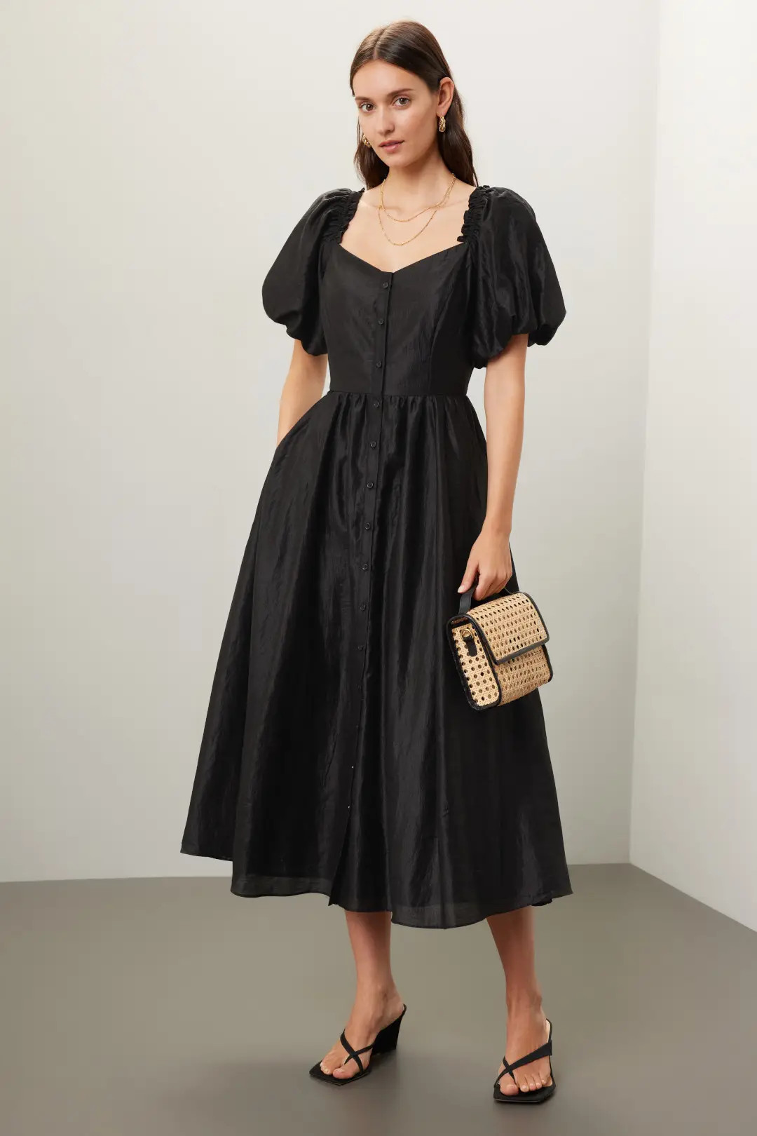 CeCe Puff Sleeve Midi Dress | Rent the Runway