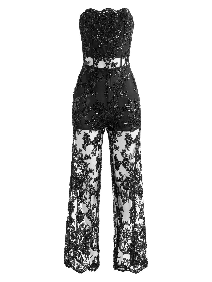 Georgie Sequin-Embellished Lace Jumpsuit | Saks Fifth Avenue