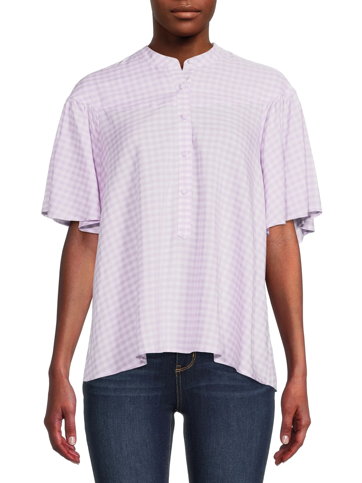 Time and Tru Women's Flutter Popover Top | Walmart (US)