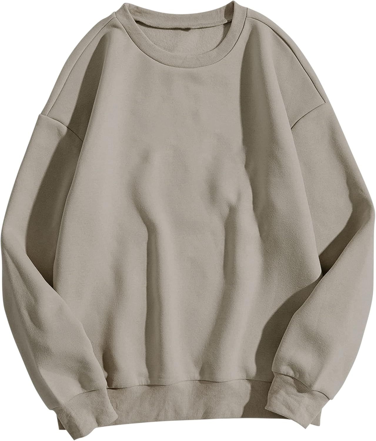 Meladyan Basic Solid Fleece Drop Shoulder Sweatshirt Oversized Premium Crewneck Long Sleeve Pullo... | Amazon (US)
