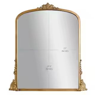 Deco Mirror 29 in. W x 33 in. H Vintage Arch Antique Gold Ornate Metal Framed Accent Wall Mirror ... | The Home Depot