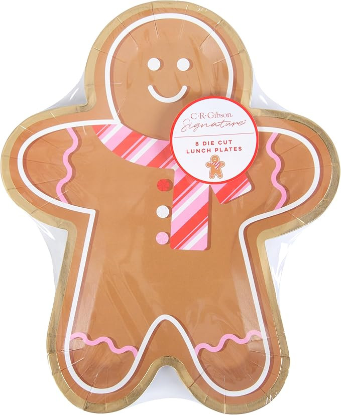 C.R. Gibson Holiday Gingerbread Die Cut Lunch Plates, 8 Count (TW13-25512) | Amazon (US)