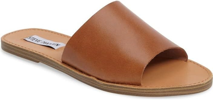 Steve Madden Grace Open Toe Slip-On Strap Slide Sandals Wide Cognac Leather | Amazon (US)