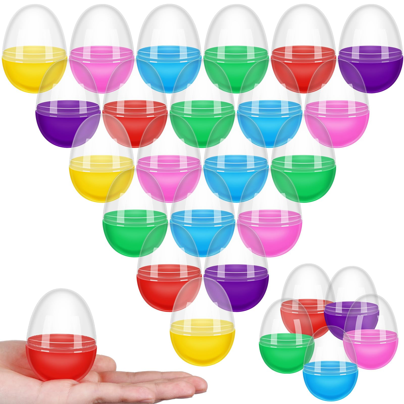 50 Pcs Plastic Fillable Easter Eggs Bulk 2.36 Inches Clear Empty Eggs for Easter Basket Stuffers ... | Amazon (US)