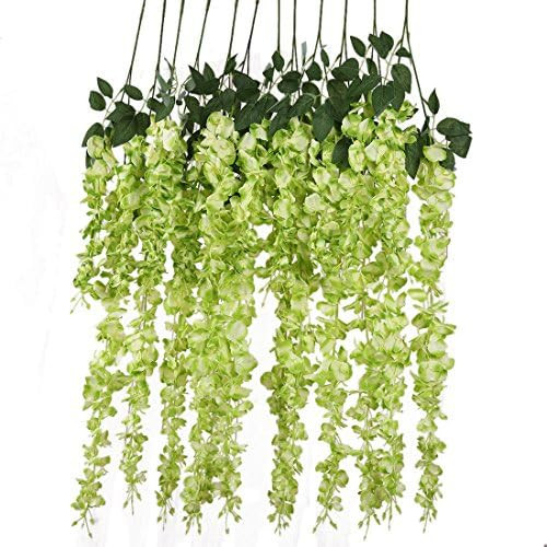 Luyue 3.18 Feet Artificial Silk Wisteria Vine Ratta Silk Hanging Flower Wedding Decor,6 Pieces,(G... | Amazon (US)