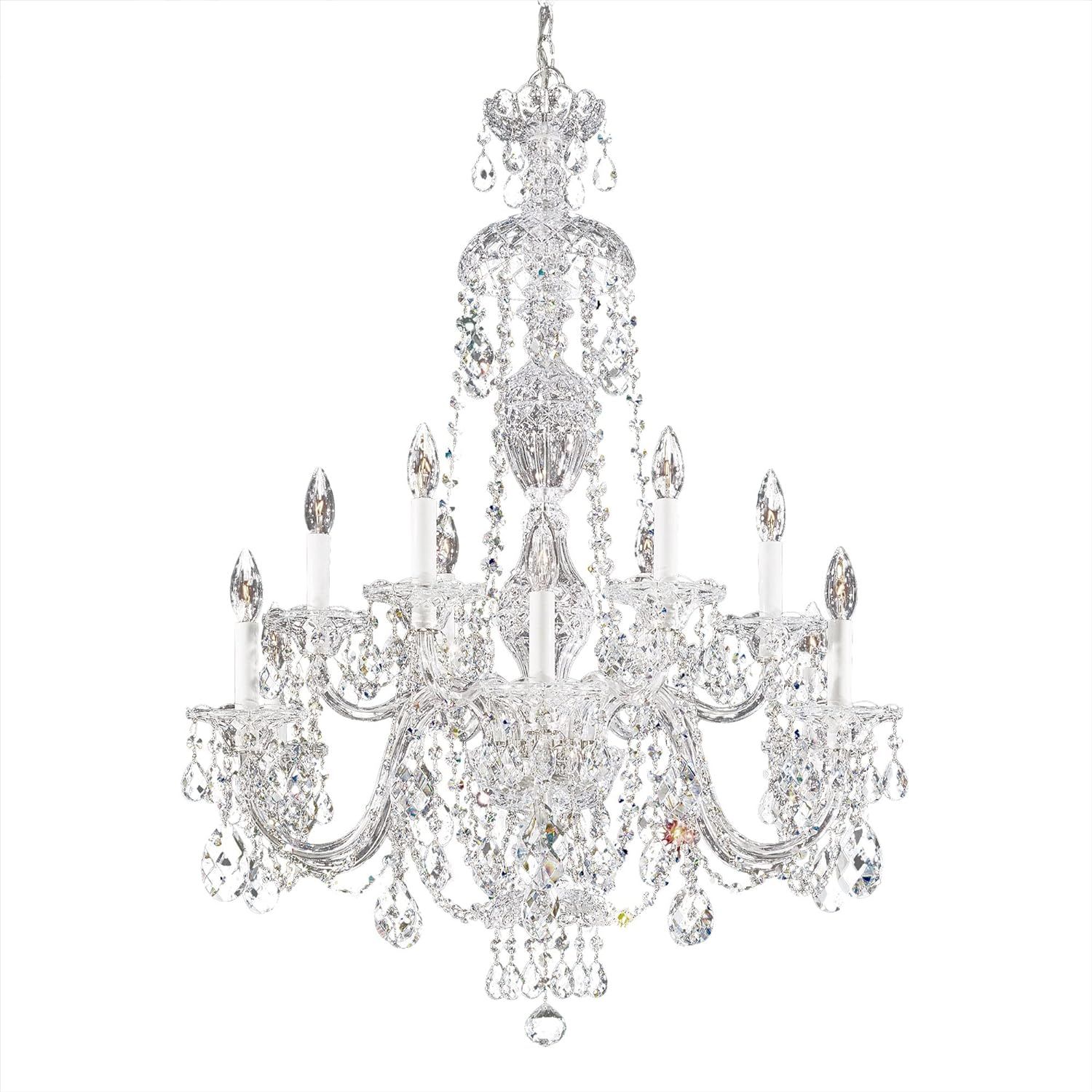Schonbek Sterling 12 Light 29in x 38in Chandelier in Silver with Clear Heritage Hand-Cut Crystal | Amazon (US)
