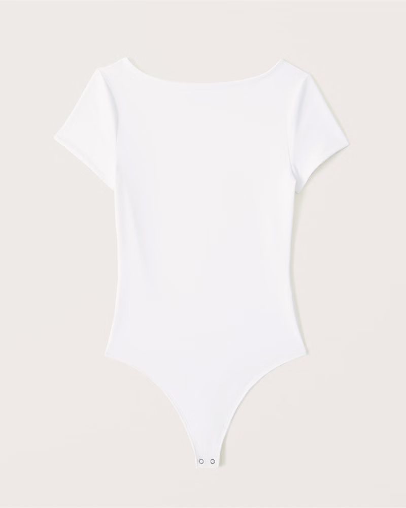 Abercrombie & Fitch Women's Short-Sleeve Seamless Fabric Boatneck Bodysuit in White - Size M | Abercrombie & Fitch (US)