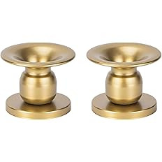 Ganydet Gold Pillar Candle Holders 2 Packs, Metal Candlestick Holder, Small Pillar Candle Holder,... | Amazon (US)