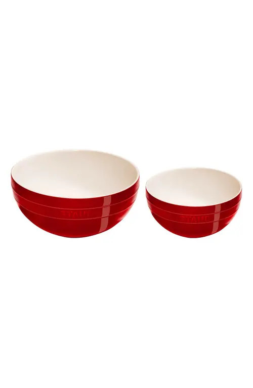 Staub 2-Piece Ceramic Nested Mixing Bowl Set in Cherry at Nordstrom | Nordstrom