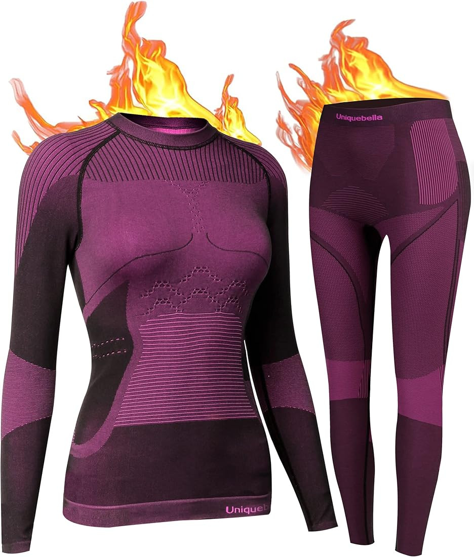 UNIQUEBELLA Womens Thermal Underwear, Thermal Base Layers Women - Ski Wear Ladies Compression Ath... | Amazon (US)