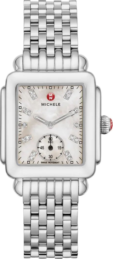 MICHELE Deco Mid Diamond Dial Watch Head & Bracelet, 29mm | Nordstrom | Nordstrom