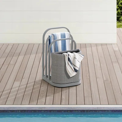 Sunjoy Rust-proof Aluminum Pool Float Storage Rack, 16 Inch Outdoor Wicker Poolside Float Organizer, Pool Float Caddy for Cushions, Floaties, Noodles, | Wayfair North America