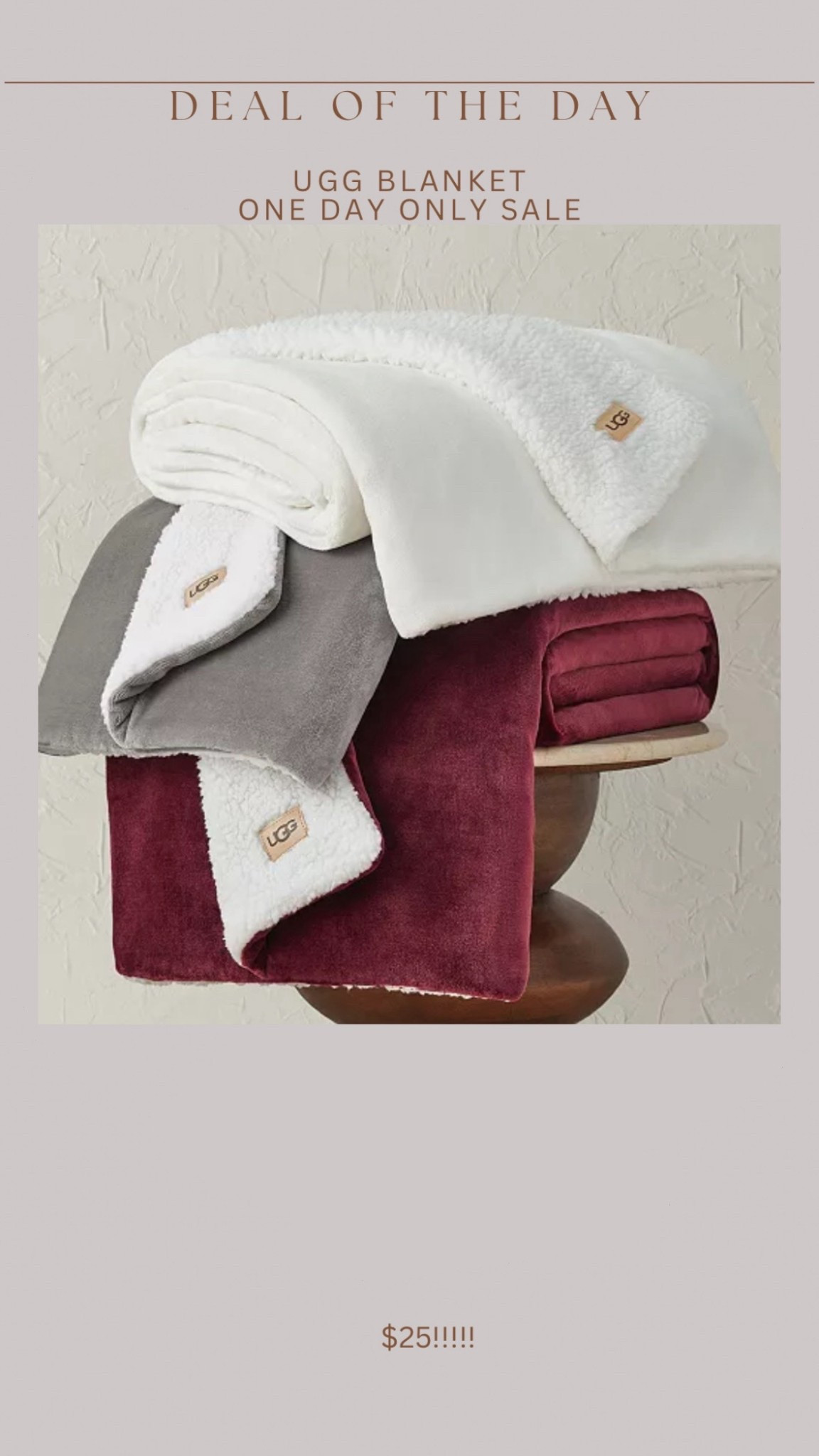 If you missed the UGG $25 blanket sale yesterday, another style just launched on Black Friday deal!!!!! 🚨🚨🚨🚨 will sellout!  Great gift idea! 

#LTKHoliday #LTKSaleAlert #LTKGiftGuide