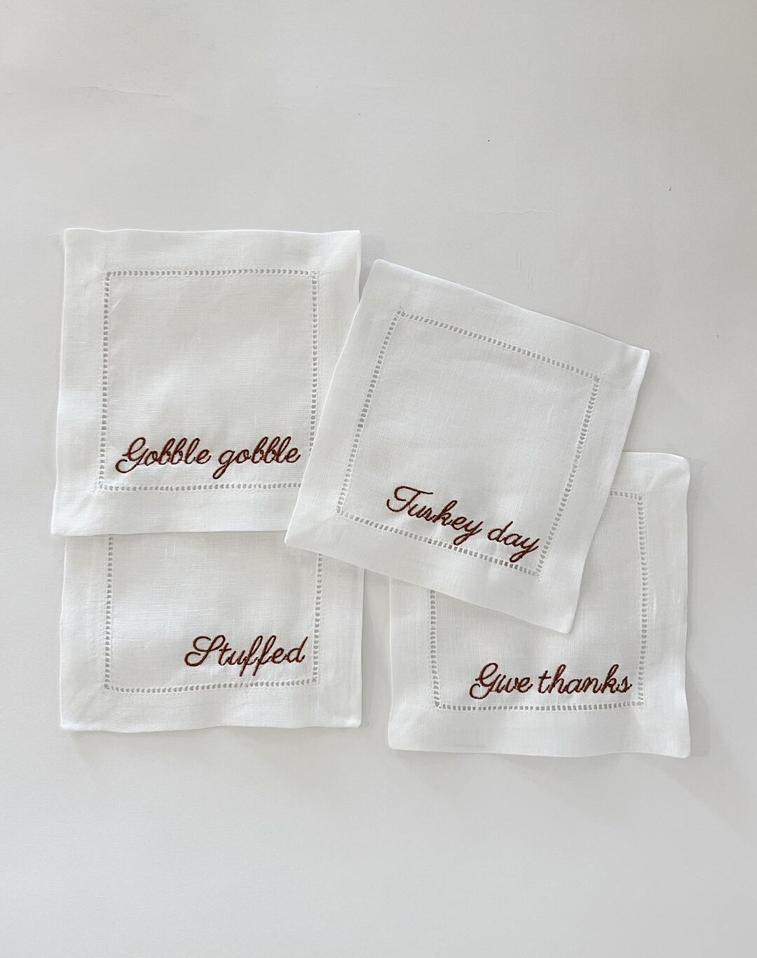 Thanksgiving Embroidered Napkins; Set of 4 - Etsy | Etsy (US)