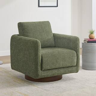 Spruce & Spring Jareth Green Fabric Swivel Arm Chair Modern Accent Chair with Removable Back Cush... | The Home Depot