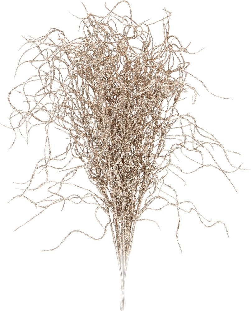 Sea Team 36-Pack Artificial Glitter Vine Twig Ornaments, Decorative Curly Beard Sticks, Glittery ... | Amazon (US)