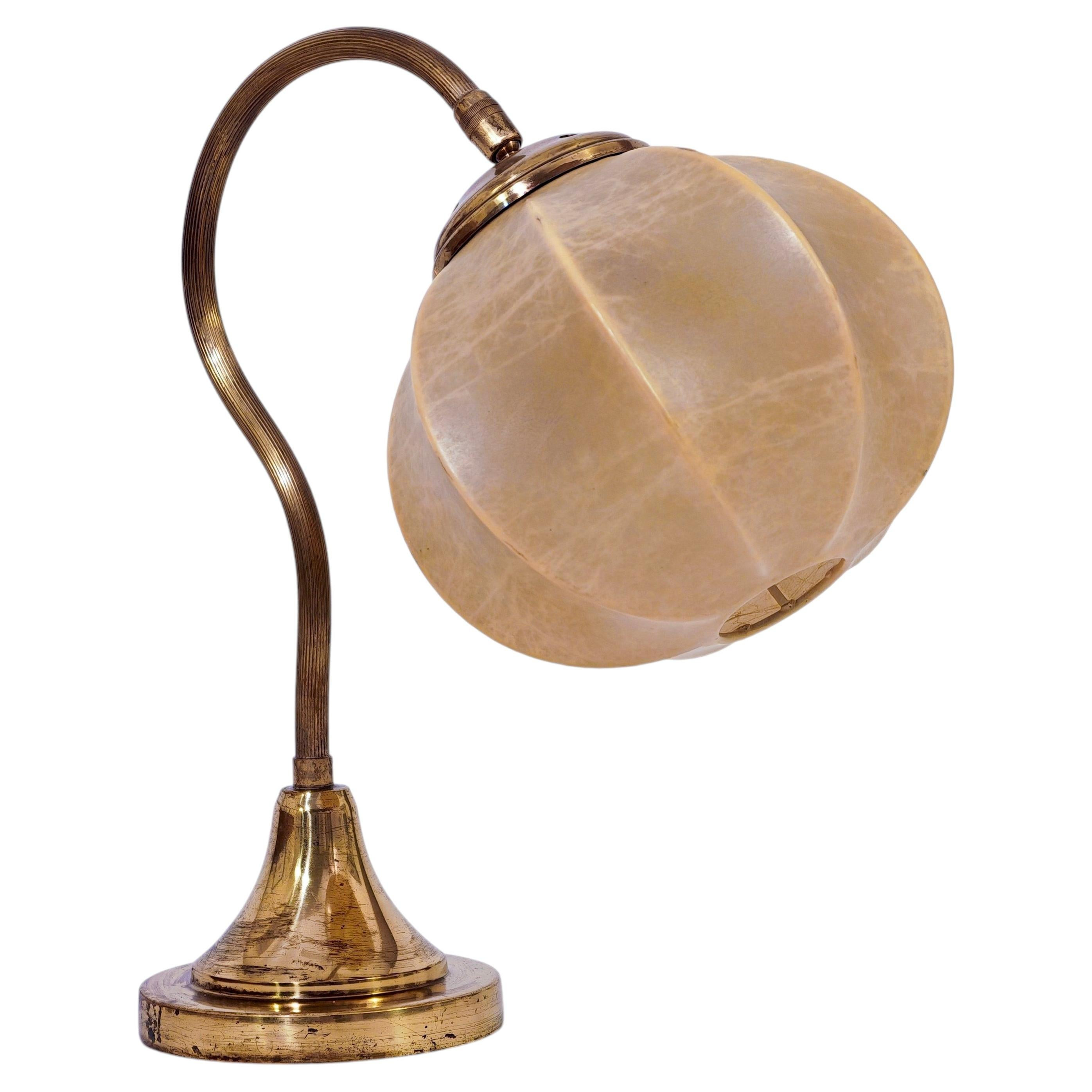 Cocoon resin. Art Nouveau style gold chrome metal table lamp, Italy, 1970s | 1stDibs