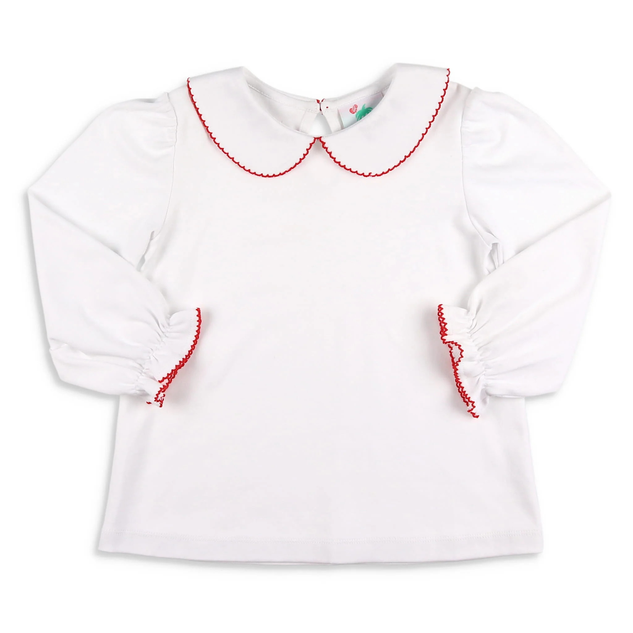 Girls Red Picot Trim Top - Shrimp and Grits Kids - Shrimp and Grits Kids | Shrimp and Grits Kids