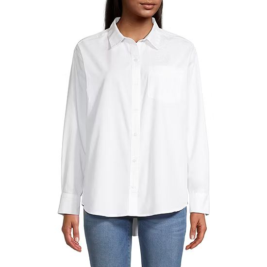 new!a.n.a Womens Long Sleeve Oversized Button-Down Shirt | JCPenney