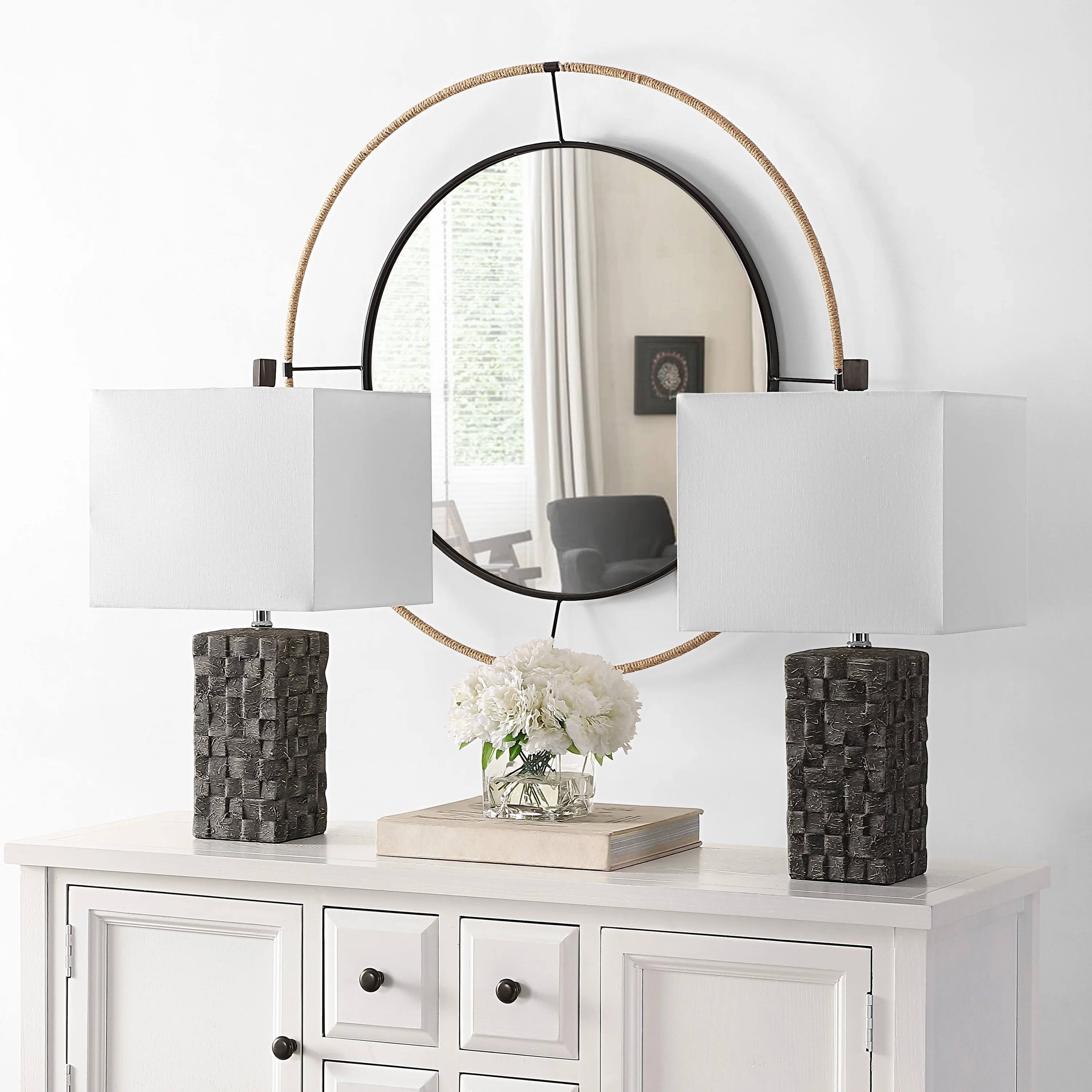 Safavieh Jayden 22.5 in. Textured Ceramic Table Lamp, Dark Grey, Set of 2 | Walmart (US)