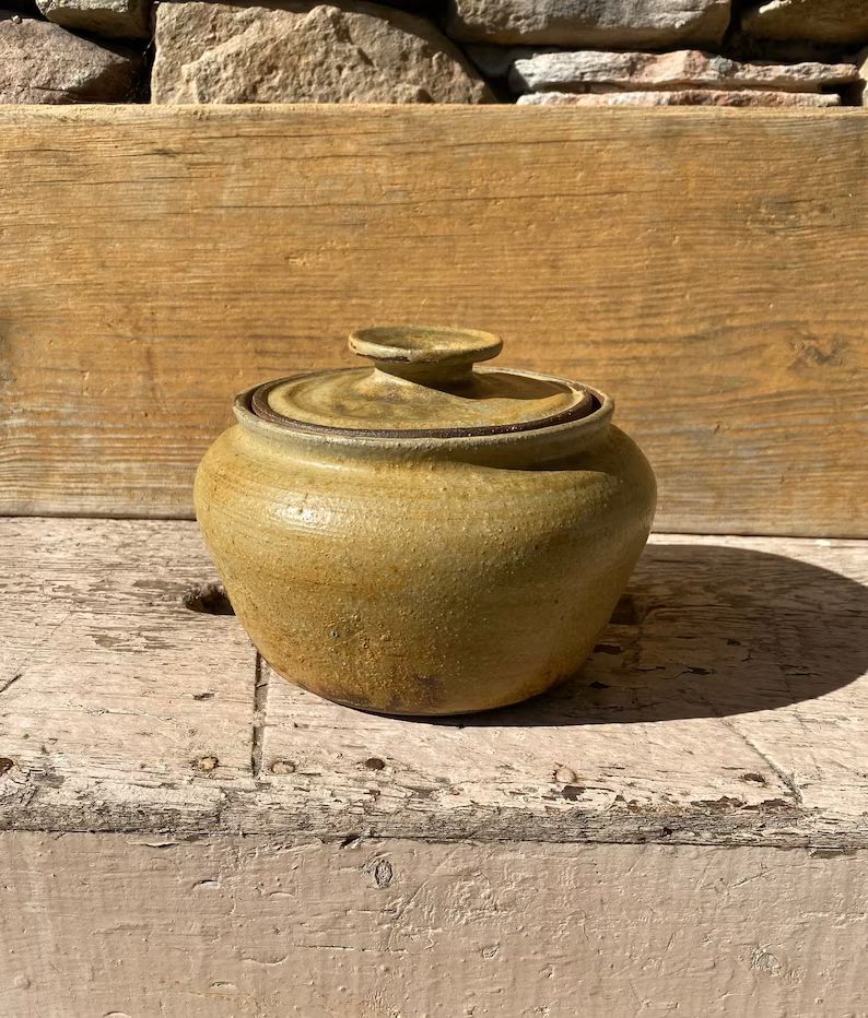 Primitive Southern Stoneware Bean Pot or Lidded Jar Signed JR or JAR | Etsy (US)