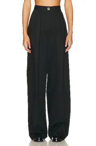 Helsa Cotton Poplin Trouser in Black | FWRD | FWRD 