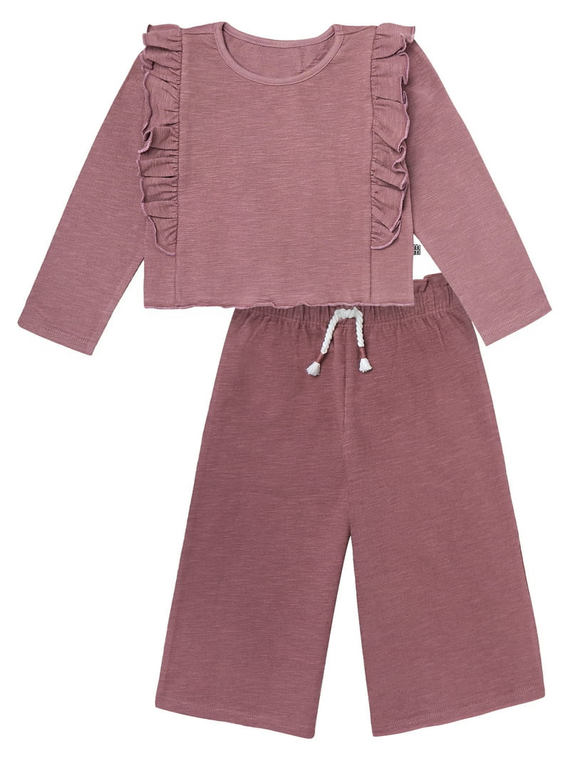 Modern Moments by Gerber Toddler Girl Top and Wide Leg Pant Outfit Set, Sizes 12M-5T - Walmart.co... | Walmart (US)