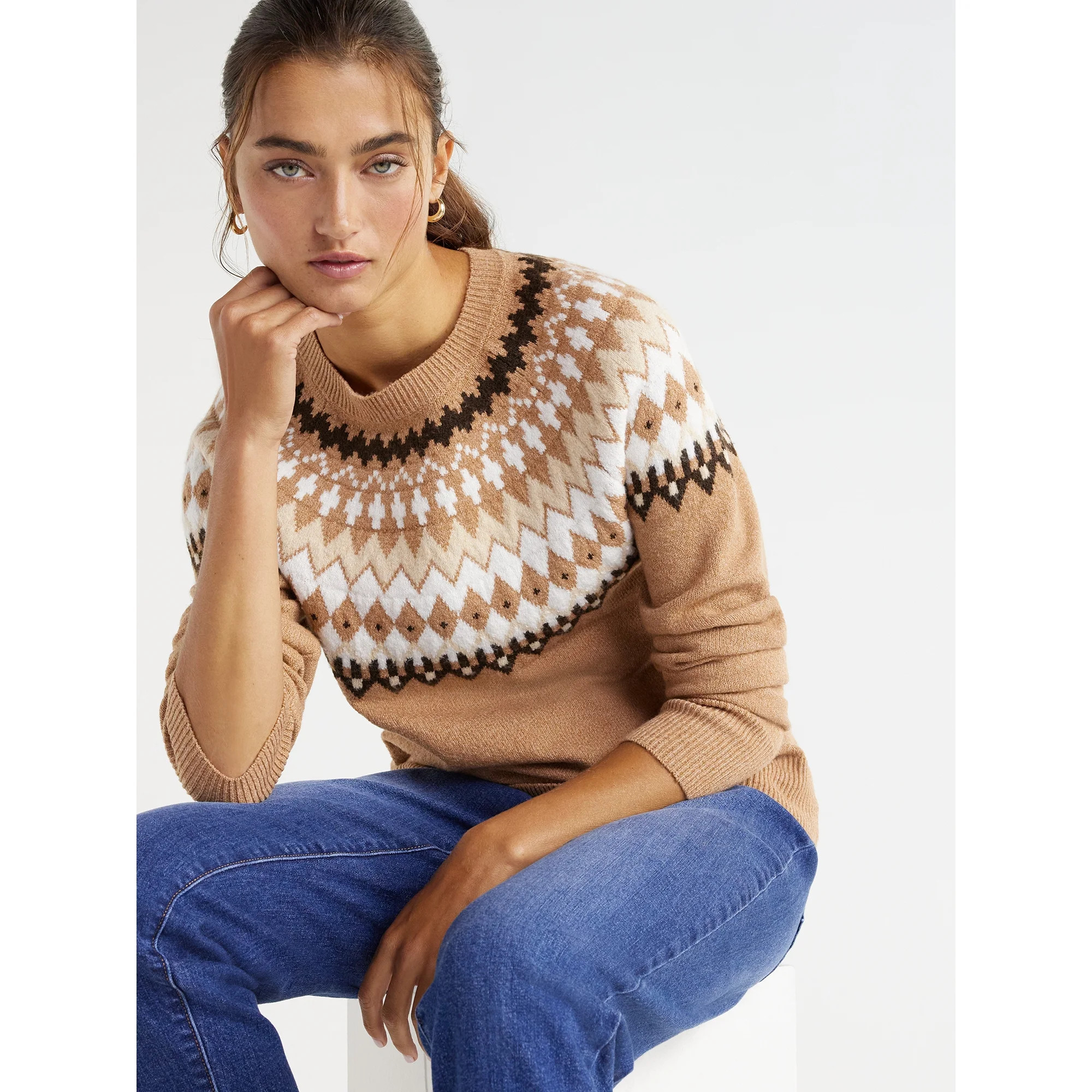 Time and Tru Women's Pullover Crew Neck Sweater, Midweight, Sizes XS-XXXL | Walmart (US)