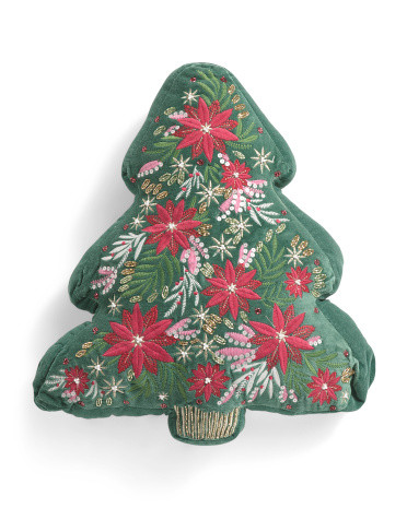 18x16 Shaped Floral Christmas Tree Pillow | TJ Maxx