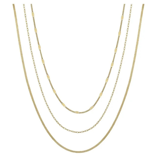 Women's 14Kt Gold Flash Plated Multi-Length Chain Set, 16+2", 18+2",20+2" Extender | Walmart (US)