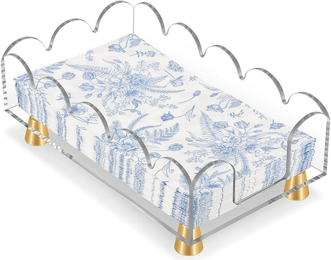 Acrylic Napkin Holder, Clear Guest Towel Tray, Modern Scalloped Hand Paper Towel Holder Disposabl... | Amazon (US)