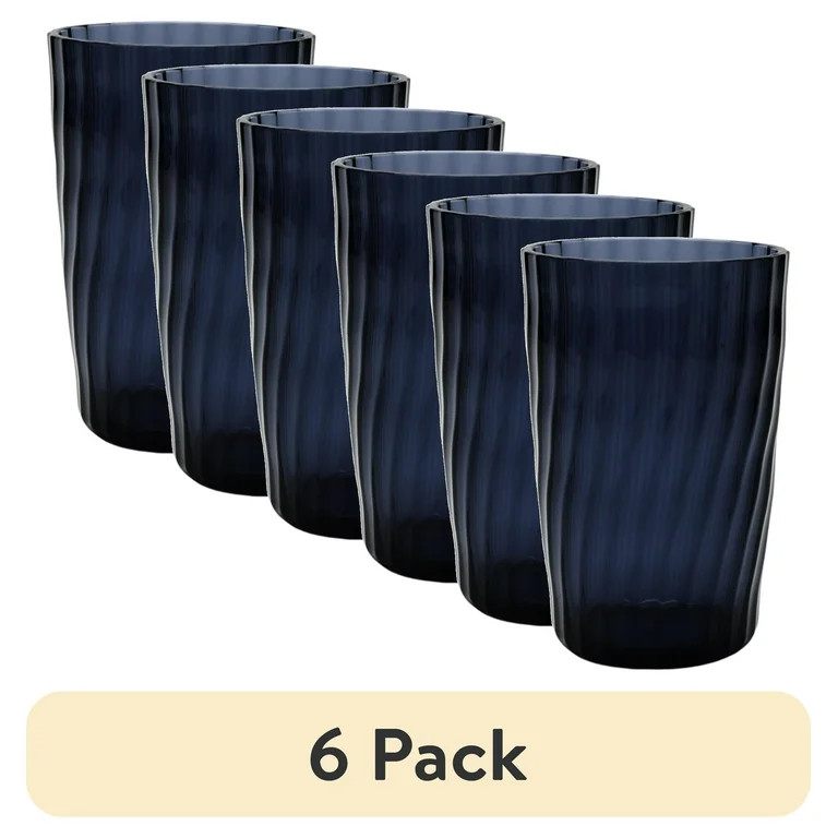(6 pack) Mainstays 20-Ounce Acrylic Tall Embossed Swirl Tumbler, Blue | Walmart (US)