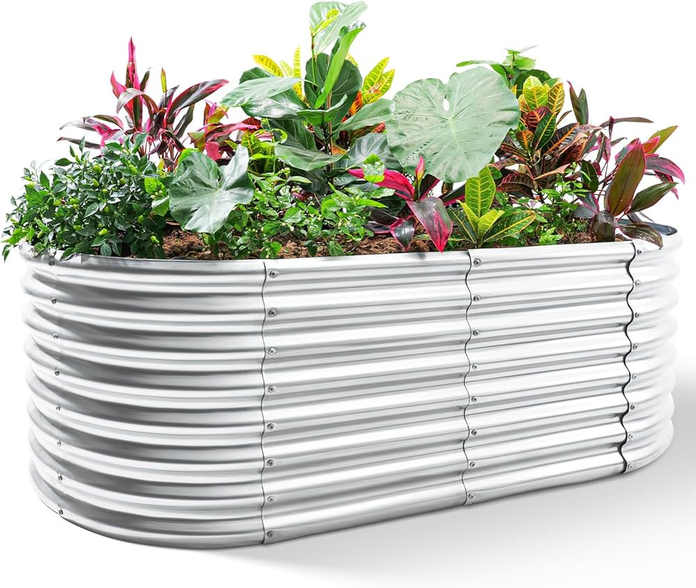 Land Guard 24“ Tall Galvanized Raised Garden Bed Kit, Galvanized Planter Garden Boxes Outdoor, ... | Amazon (US)