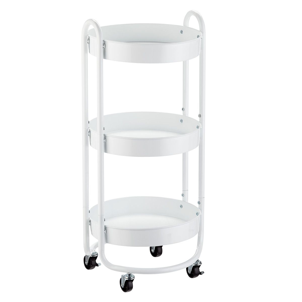 3-Tier Round Rolling Cart White | The Container Store