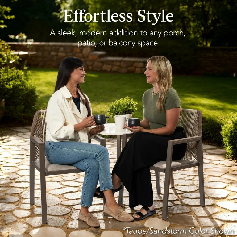 Best Choice Products Set of 2 Indoor/Outdoor Aluminum Woven Rope Dining Chairs w/ Armrests - Whit... | Walmart (US)