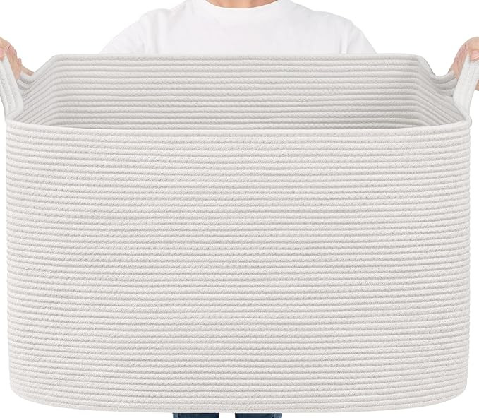 Goodpick 105L Extra Large Blanket Basket 25" x 16" x 16" Cotton Rope Storage Bins for Dirty Cloth... | Amazon (US)