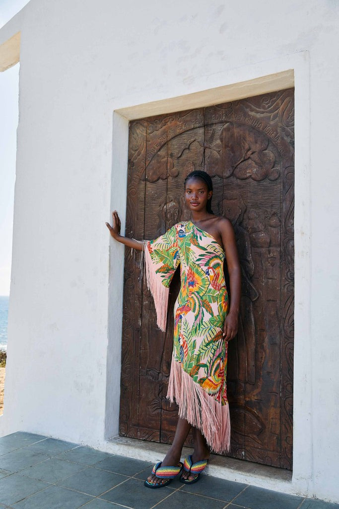 Macaw Leaves One-Shoulder Midi Dress | FarmRio (US)