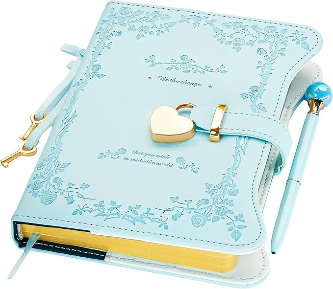 Diary with Lock and Keys for Girls Gift Ideas, 360 Gold Edged Pages Journal for Women, B6 Refilla... | Amazon (US)